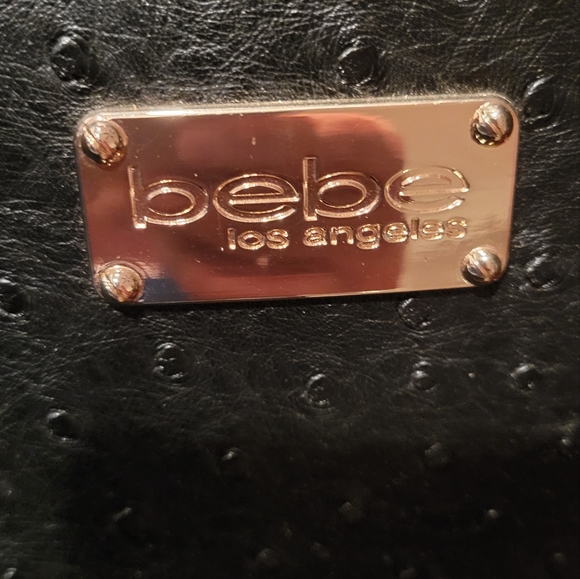 BEBE Handbag with coin purse 14' Ostrich Black - Picture 3 of 9